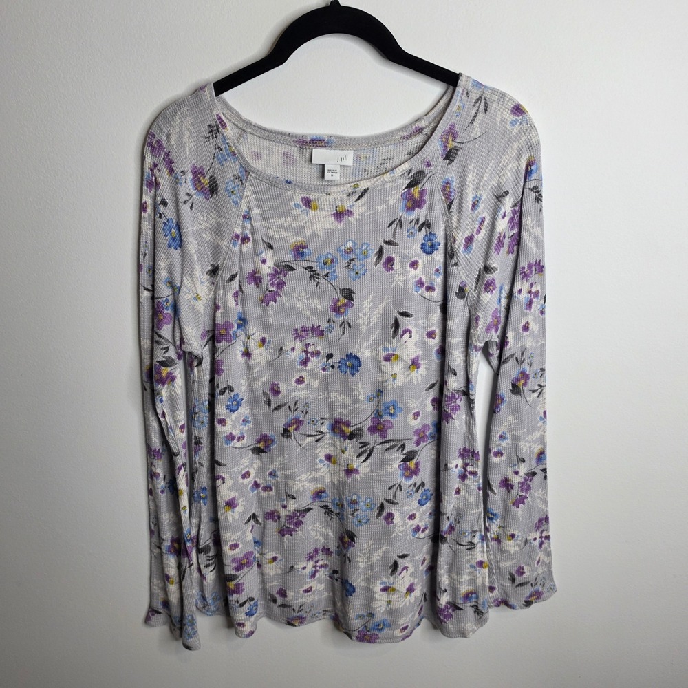 J. Jill Floral Waffle Knit Top Womens Medium